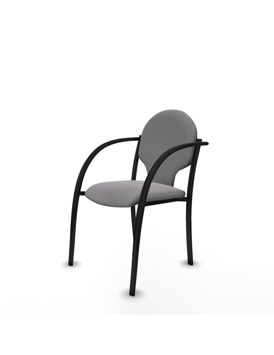 Piqueras y Crespo Pack 2 sillas Hell?n chasis 4 patas negro similpiel gris