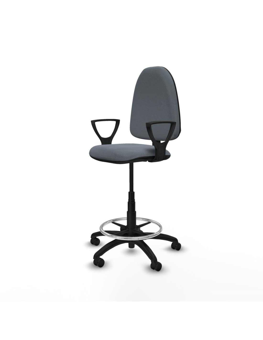 Piqueras y Crespo Taburete A?na CP bali gris brazos fijos base poliamida ruedas engomadas 50mm