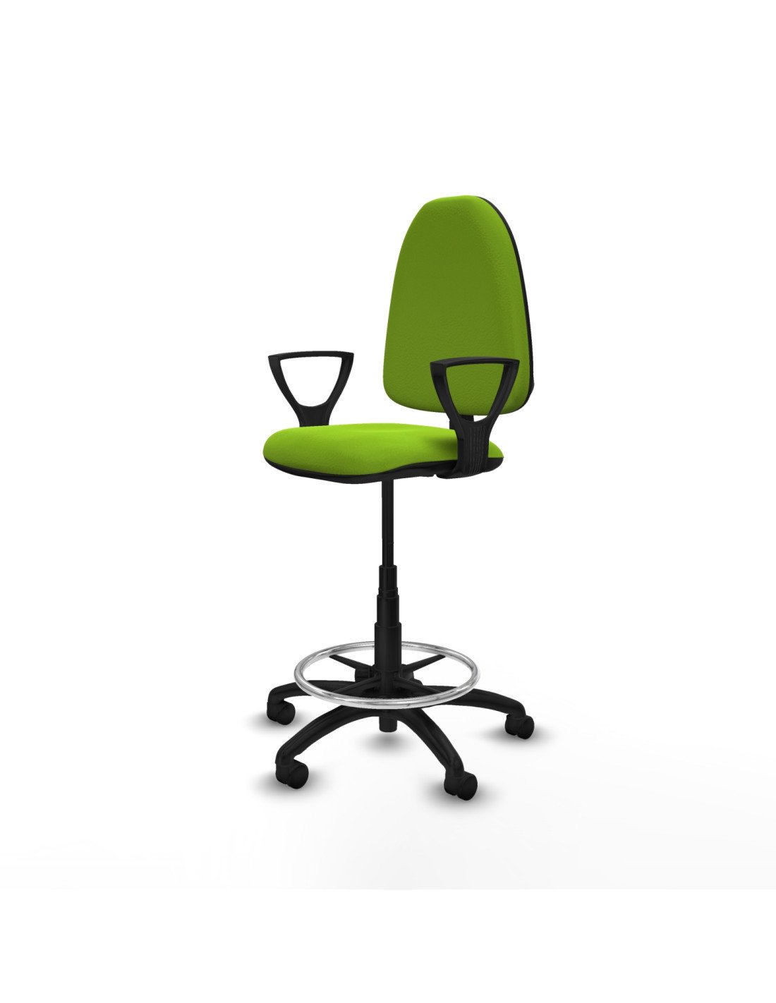 Piqueras y Crespo Taburete A?na CP similpiel pistacho brazos fijos base poliamida ruedas nailon 50mm