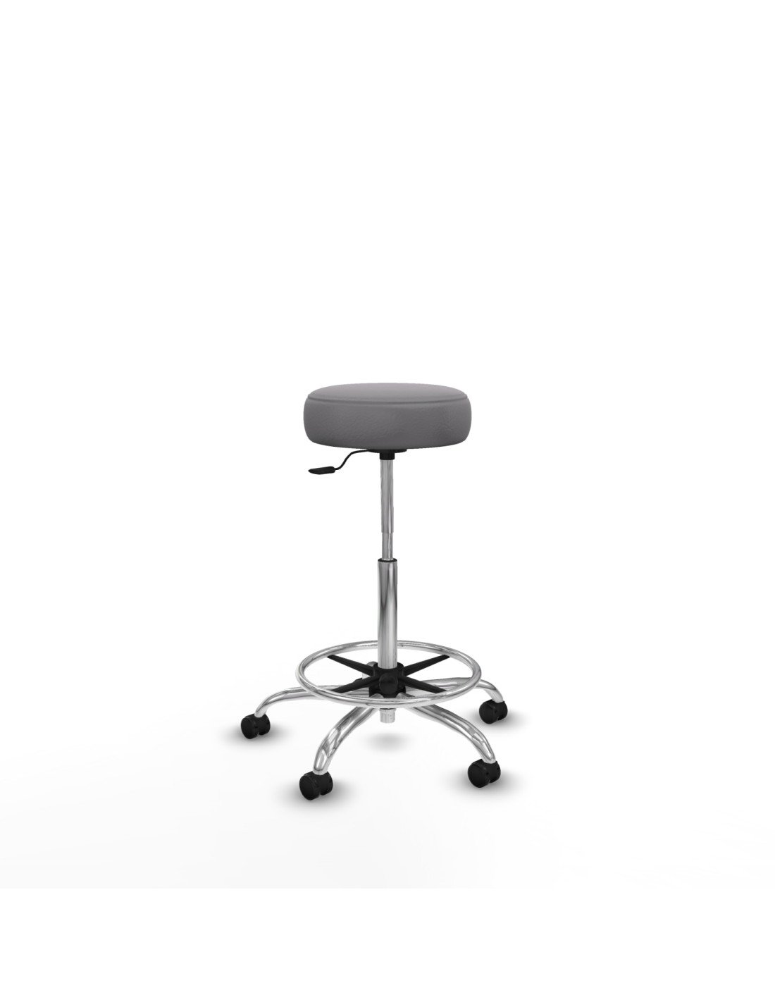 Piqueras y Crespo Tolosa giratorio similpiel gris base cromada ruedas engomadas 50mm aro cromado