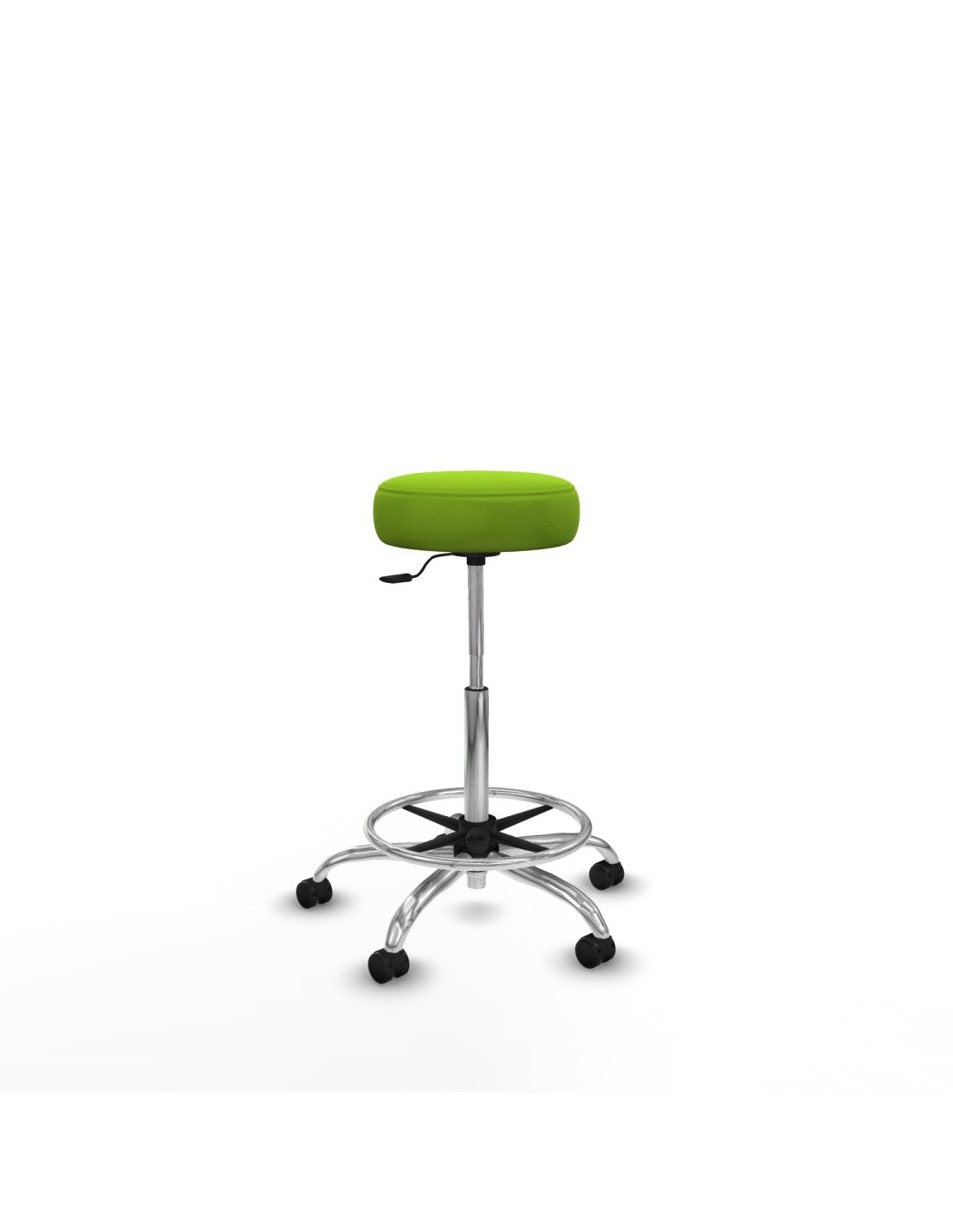 Piqueras y Crespo Tolosa giratorio similpiel pistacho base cromada ruedas engomadas 50mm aro cromado