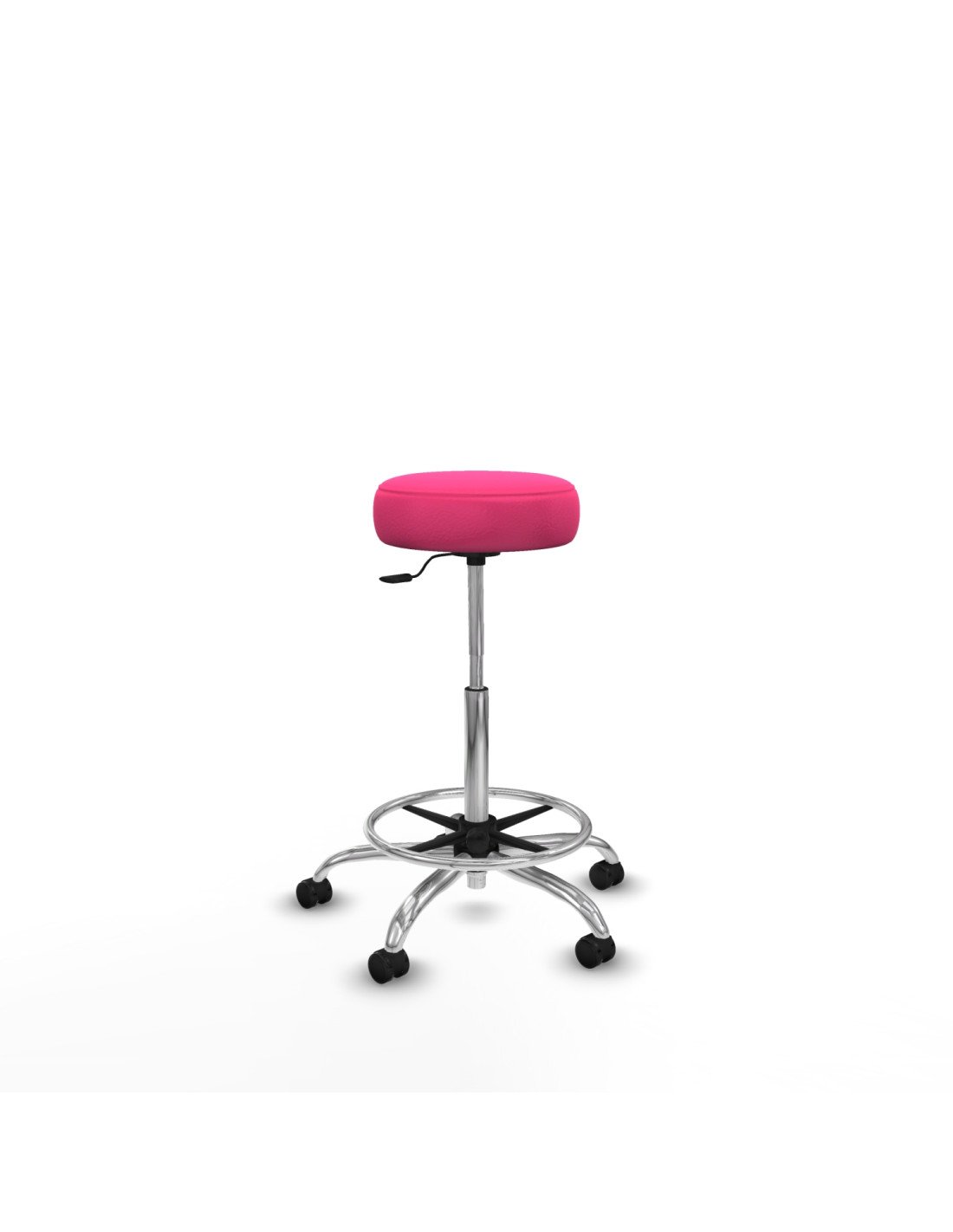 Piqueras y Crespo Tolosa giratorio similpiel rosa base cromada ruedas engomadas 50mm aro cromado