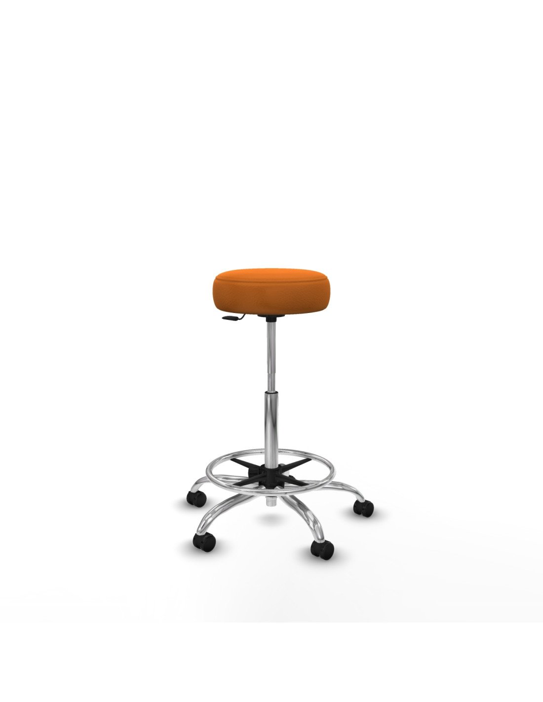 Piqueras y Crespo Tolosa giratorio similpiel naranja base cromada ruedas engomadas 50mm aro cromado