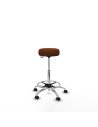 Piqueras y Crespo Tolosa giratorio similpiel marr?n base cromada ruedas engomadas 50mm aro cromado