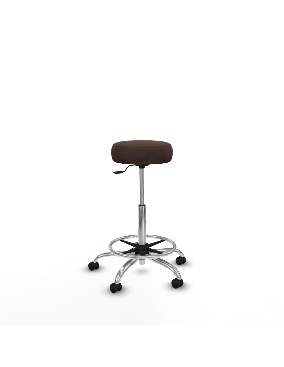 Piqueras y Crespo Tolosa giratorio similpiel marr?n oscuro base cromada ruedas engomadas 50mm aro cromado