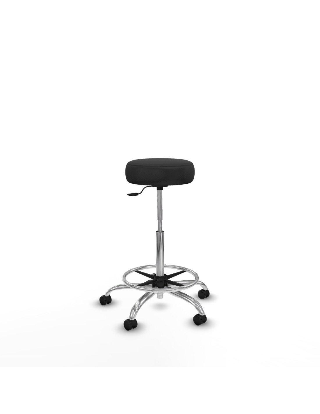 Piqueras y Crespo Tolosa giratorio similpiel gris oscuro base cromada ruedas engomadas 50mm aro cromado