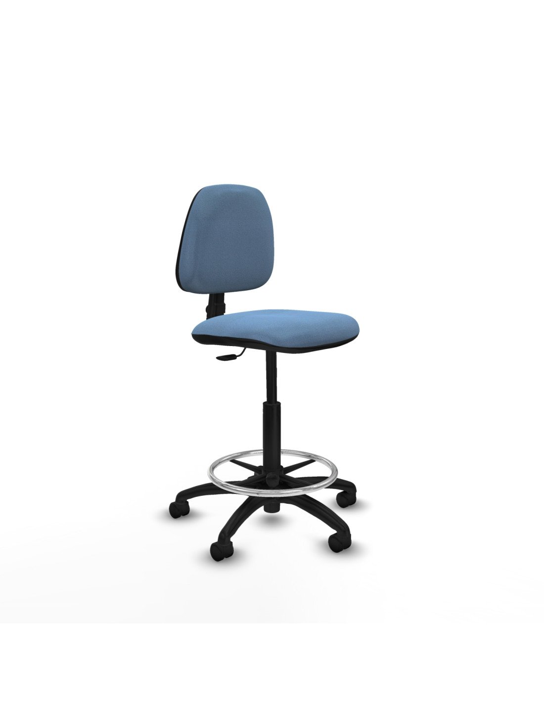 Piqueras y Crespo Taburete Isso CP bali azul cielo sin brazos base poliamida ruedas nailon 50mm