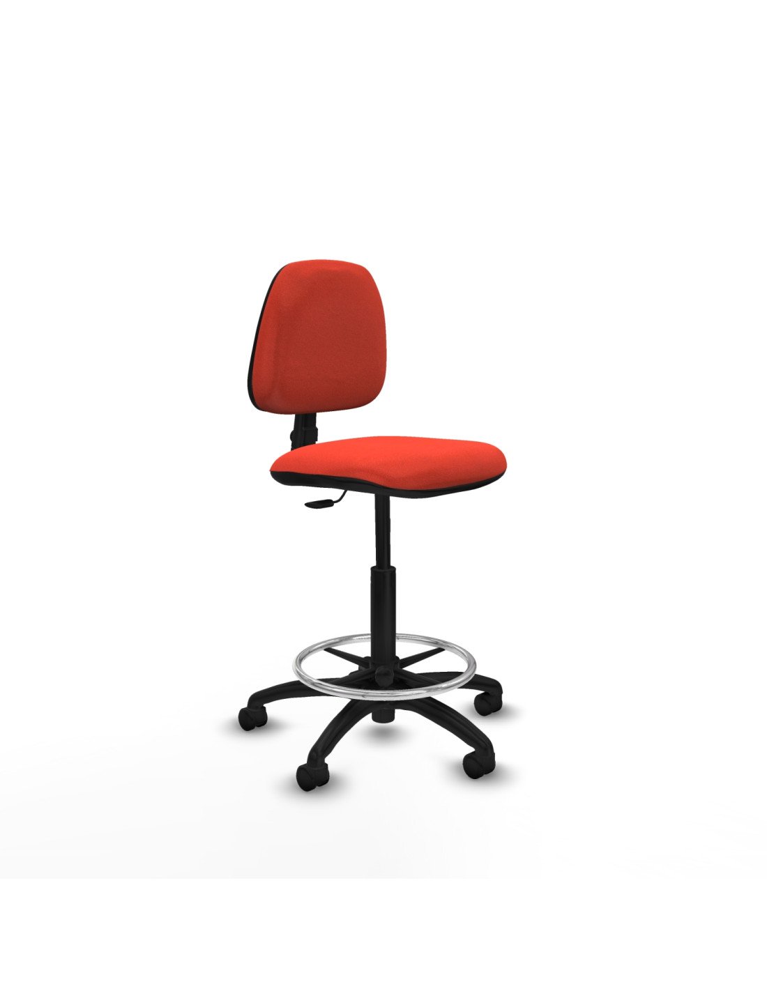 Piqueras y Crespo Taburete Isso CP bali naranja oscuro sin brazos base poliamida ruedas nailon 50mm