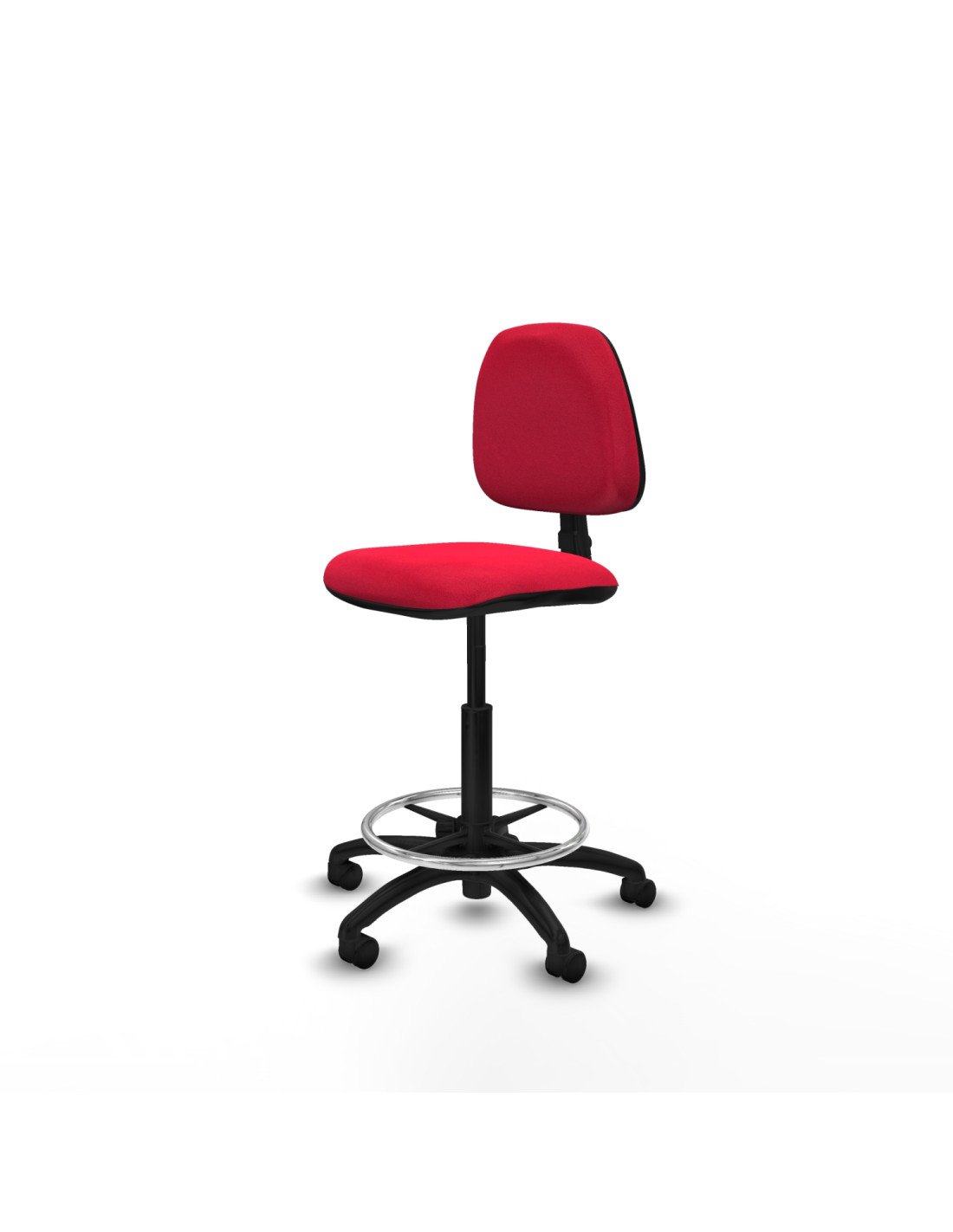 Piqueras y Crespo Taburete Isso CP bali rojo sin brazos base poliamida ruedas nailon 50mm