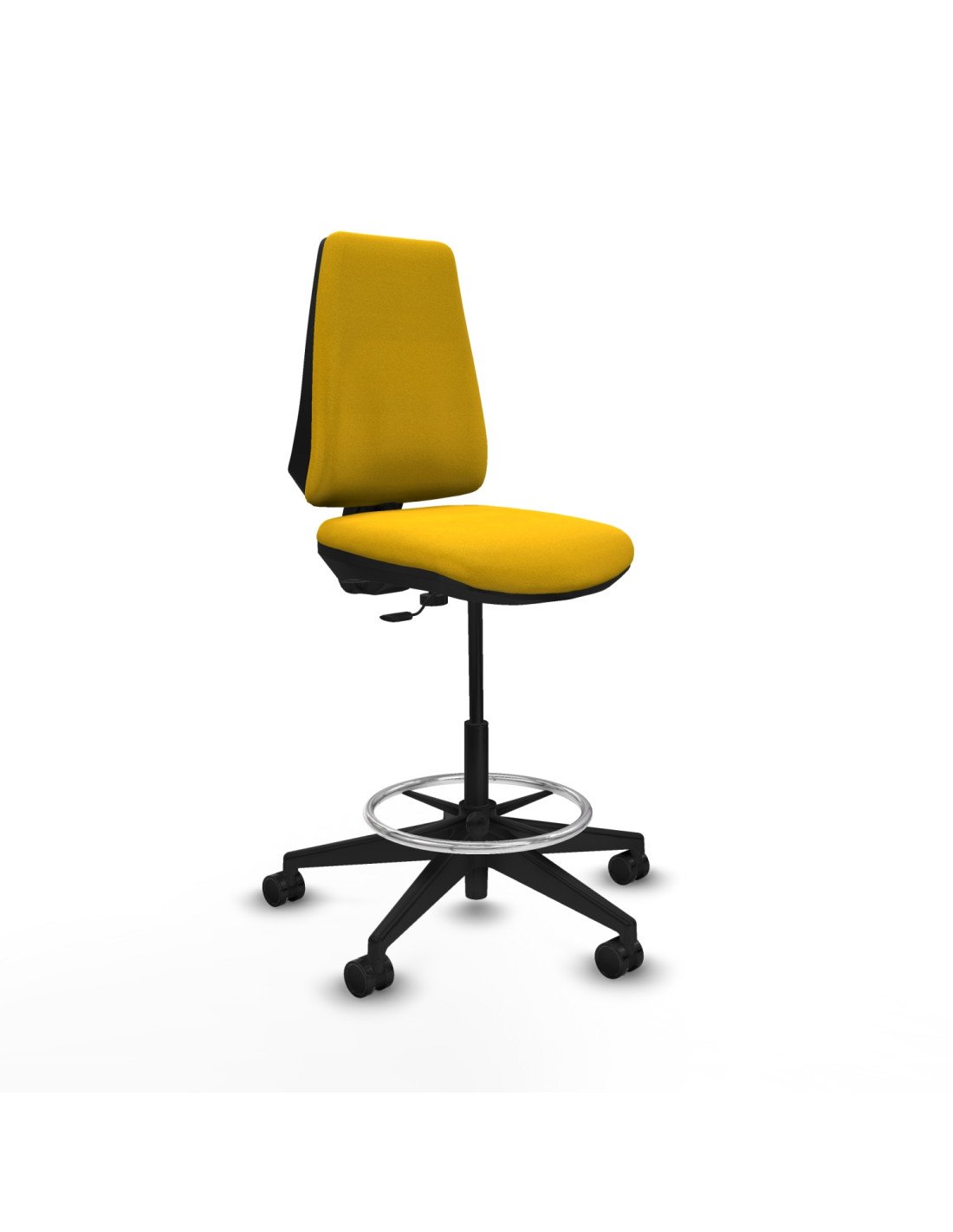 Piqueras y Crespo Taburete Elche CP bali amarillo base piramidal ruedas 65mm nailon