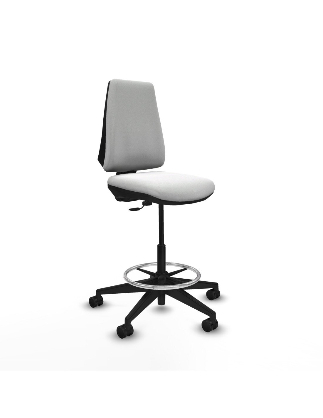 Piqueras y Crespo Taburete Elche CP bali blanco base piramidal ruedas 65mm nailon