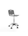 Piqueras y Crespo Taburete Robledo giratorio pl?stico gris claro sin brazos base cromada ruedas nailon 50mm