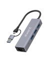 Ewent EW1159 hub de interfaz USB 3.2 Gen 1 (3.1 Gen 1) Type-A + Type-C 5000 Mbit/s Gris