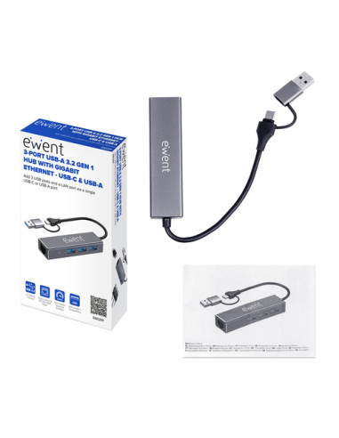 Ewent EW1159 hub de interfaz USB 3.2 Gen 1 (3.1 Gen 1) Type-A +