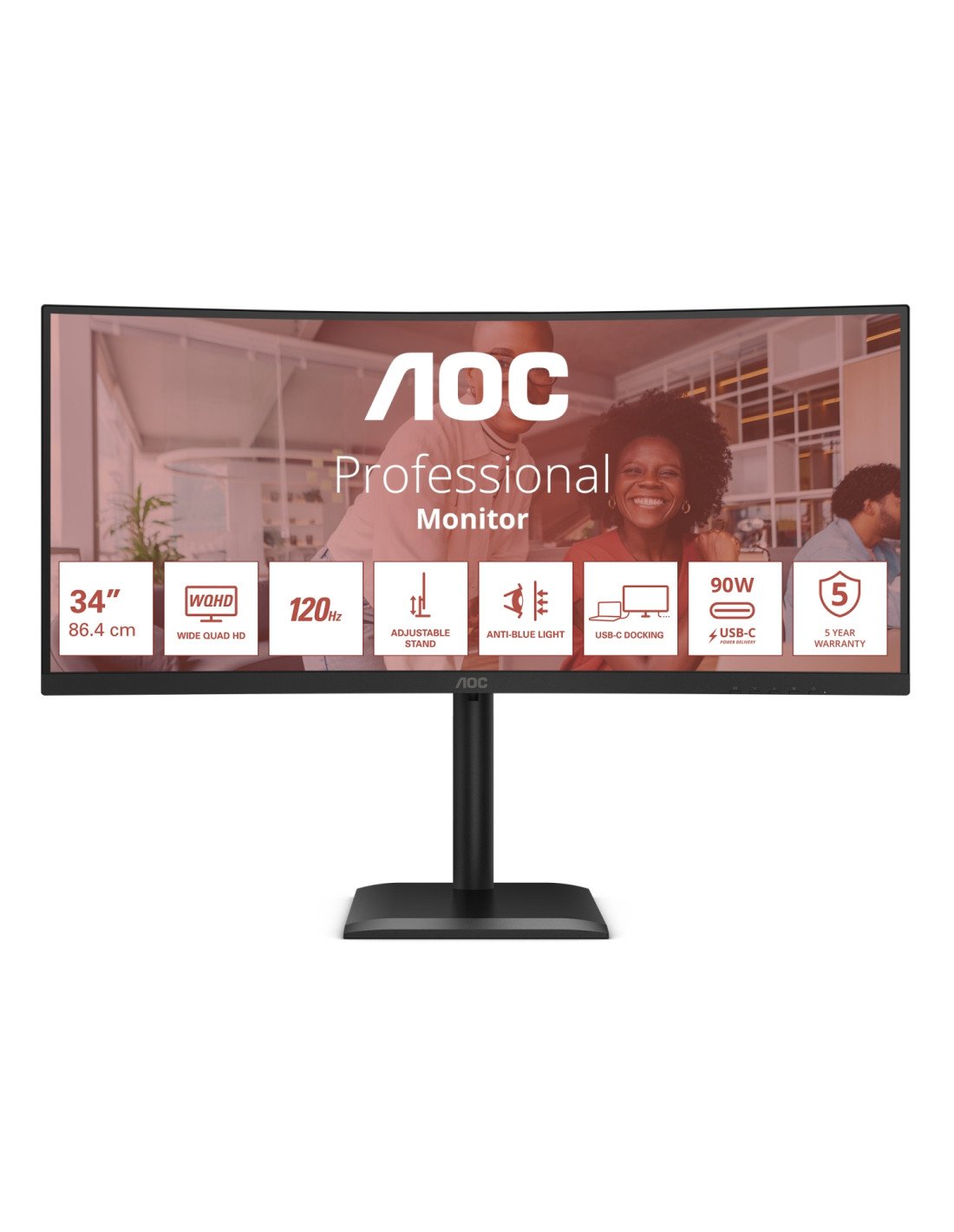 AOC E4 CU34E4CV pantalla para PC 86,4 cm (34") 3440 x 1440 Pixeles UltraWide Quad HD LCD Negro