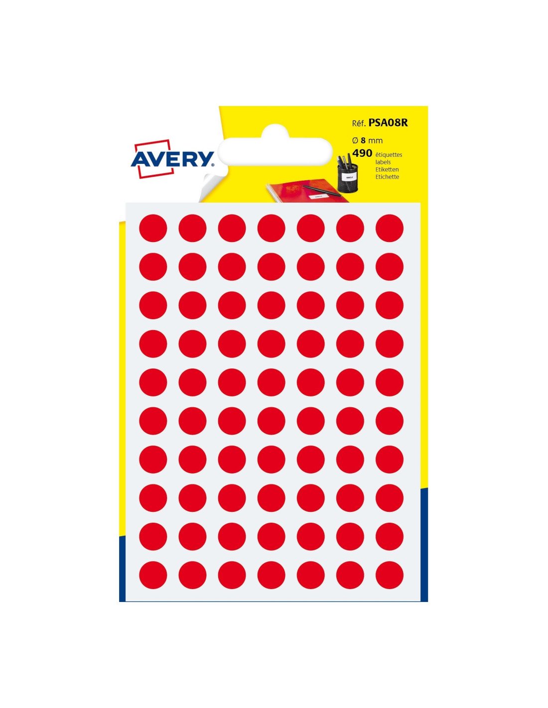 Avery PSA08R etiqueta autoadhesiva Círculo Permanente Rojo 420 pieza(s)