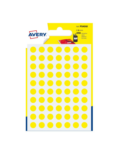Avery PSA08J etiqueta autoadhesiva Círculo Permanente Amarillo 420 pieza(s)