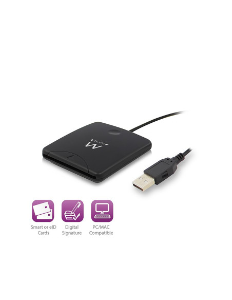 Ewent EW1052 lector de tarjeta inteligente USB USB 2.0 Negro