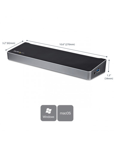 StarTech.com Docking Station USB 3.0 para Tres Monitores - 1x HDMI - 2x DisplayPort - USB3DOCKH2DP
