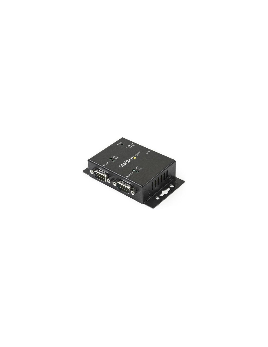 StarTech.com Concentrador Hub Industrial de 2 Puertos Serie Serial RS232 a USB 2.0 Type-B Montaje Riel DIN Pared Negro