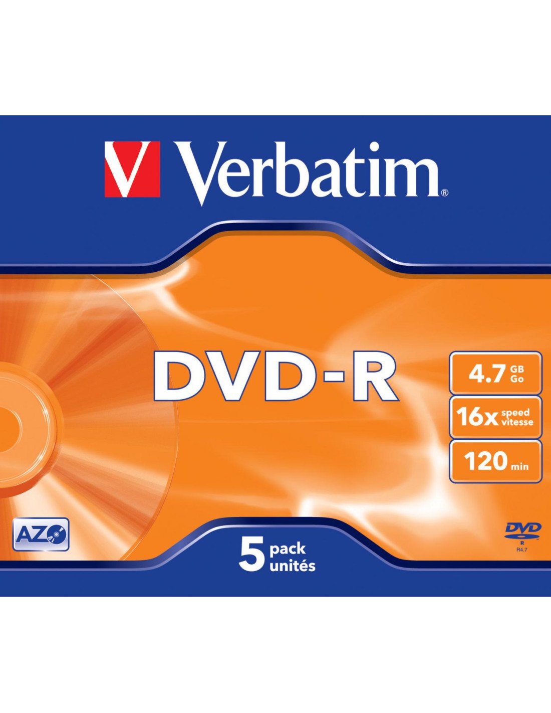 DVD-R VERBATIM 5 UNIDADES 4.7GB 16X 43519