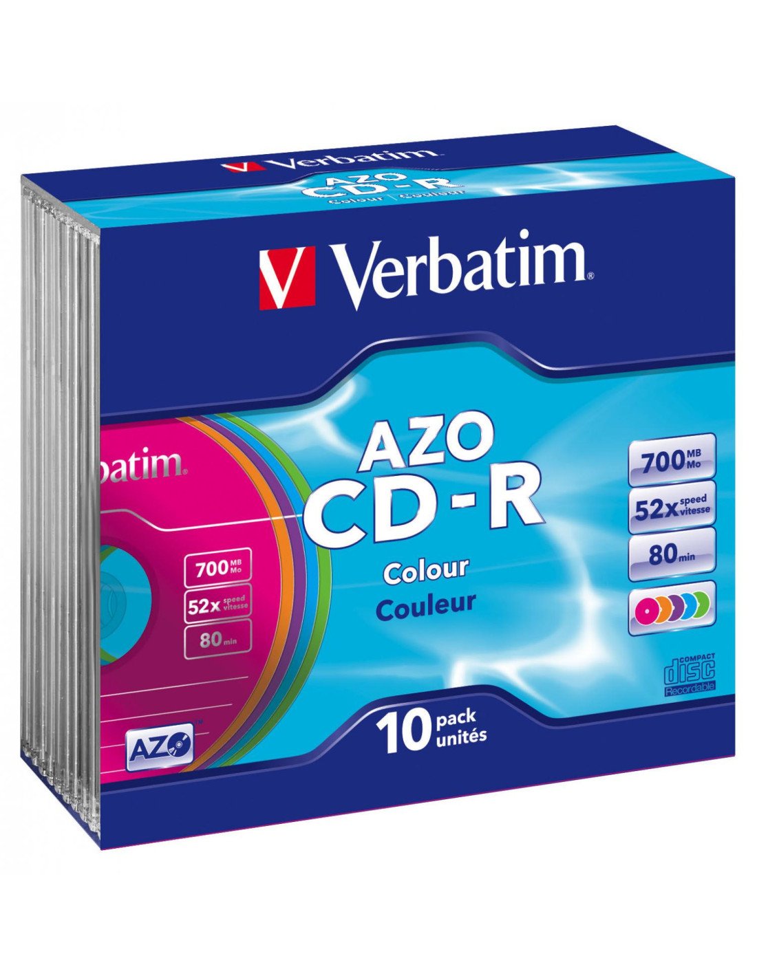 CD-R VERBATIM 10 UNIDADES 700MB 52x COLORES 43308