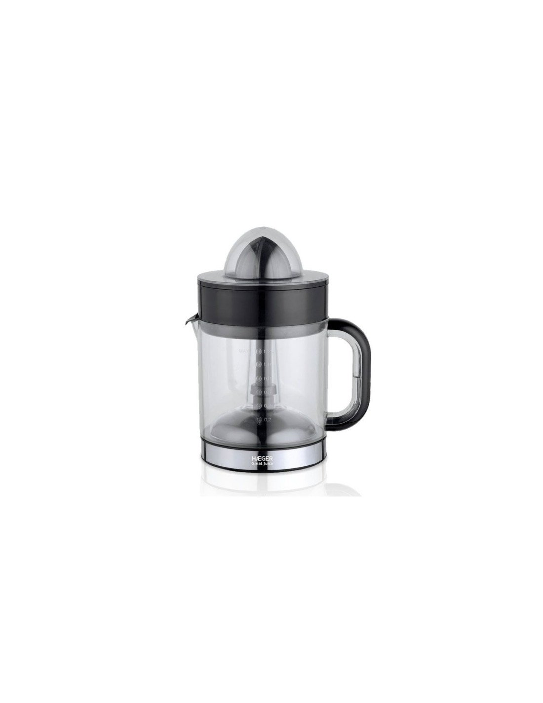 EXPRIMIDOR HAEGER GREAT JUICE MOVIMIENTO BIDIRECCIONAL 2 CONOS NEGRO CJ-040.004A