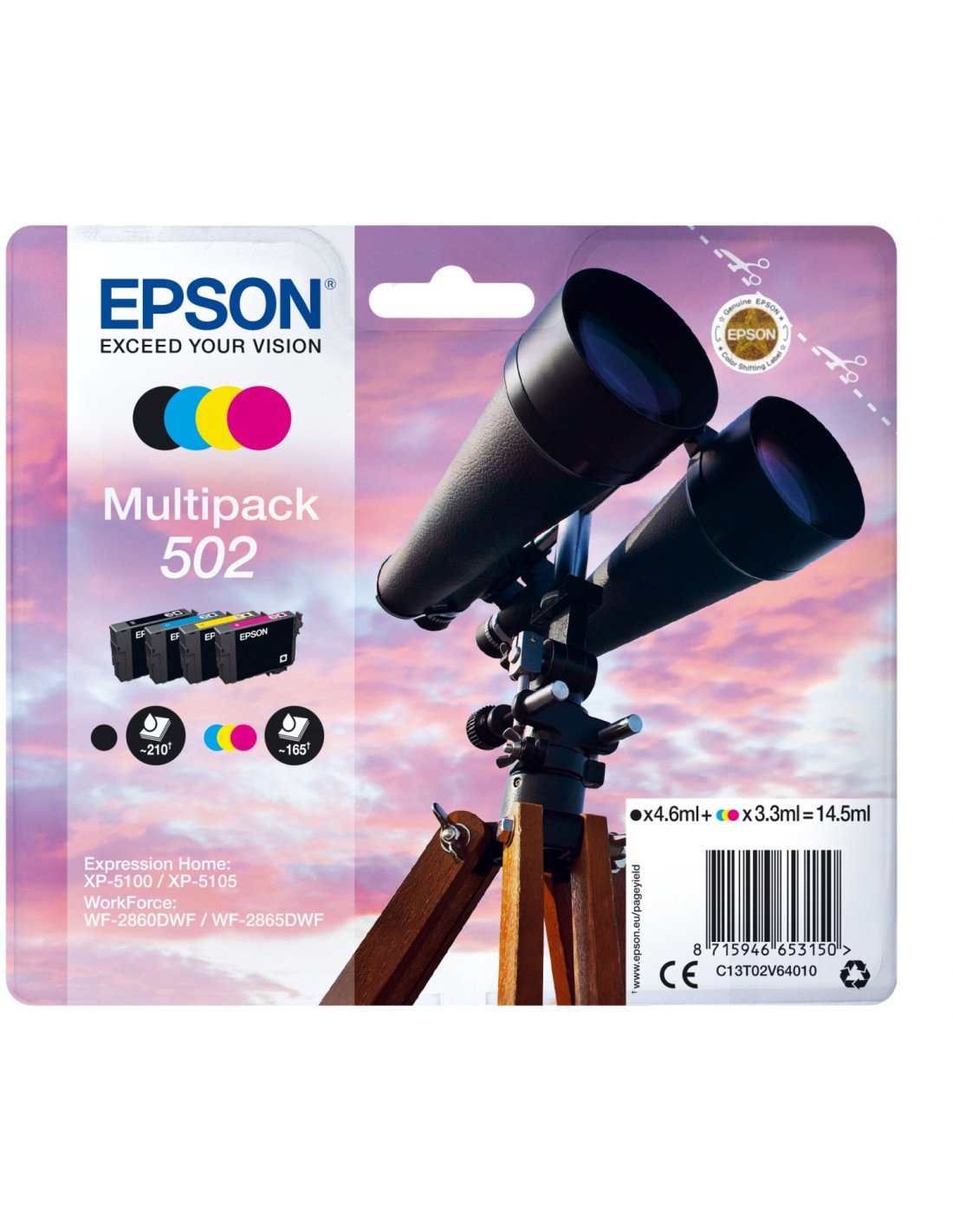 Cartucho Epson Multipack 4-colours 502 Ink C13T02V64020