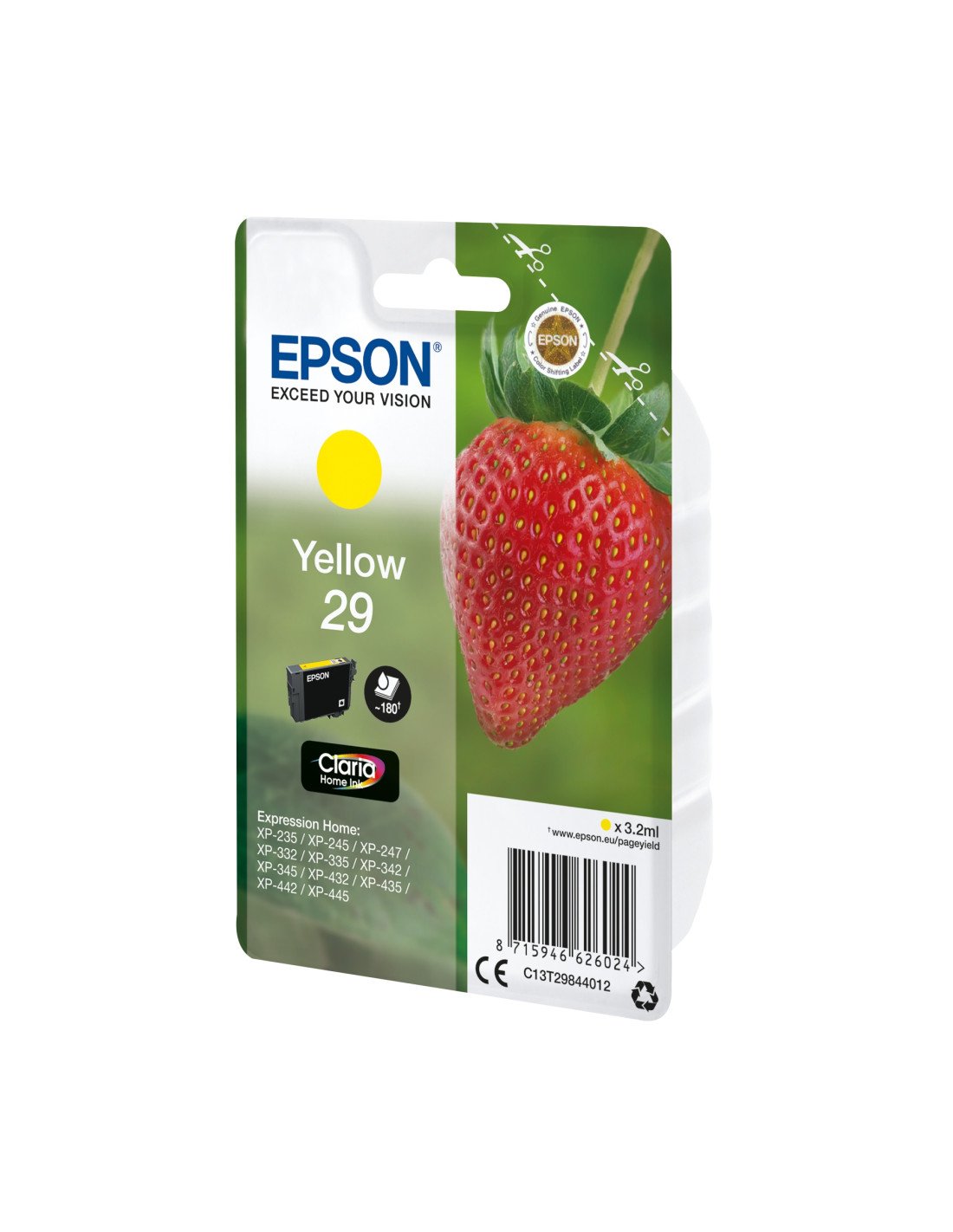 Cartucho Epson Strawberry Singlepack Yellow 29 Claria Home Ink C13T29844022