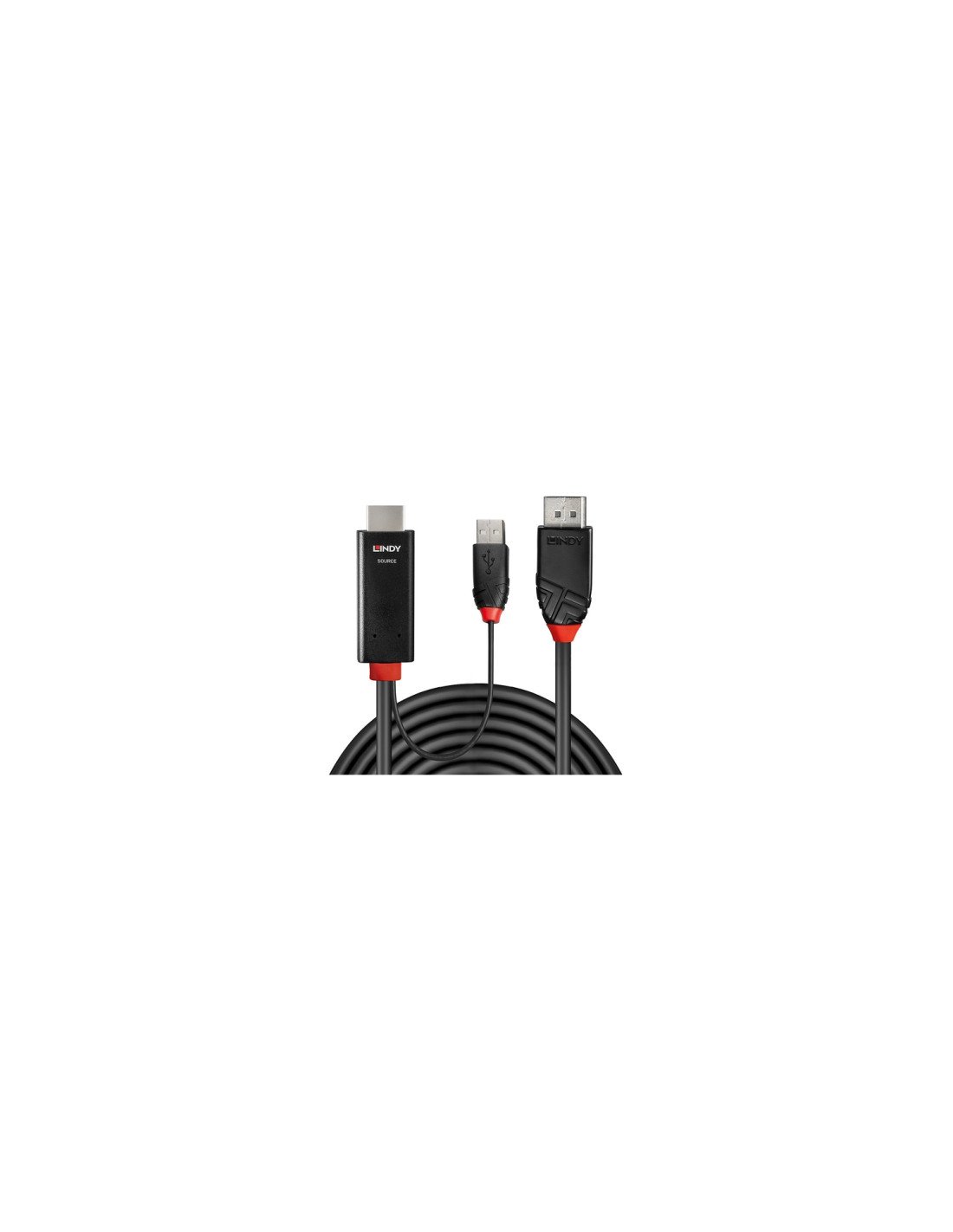 Lindy 41498 adaptador de cable de vÍ­deo 1 m HDMI + USB Type-A DisplayPort Negro