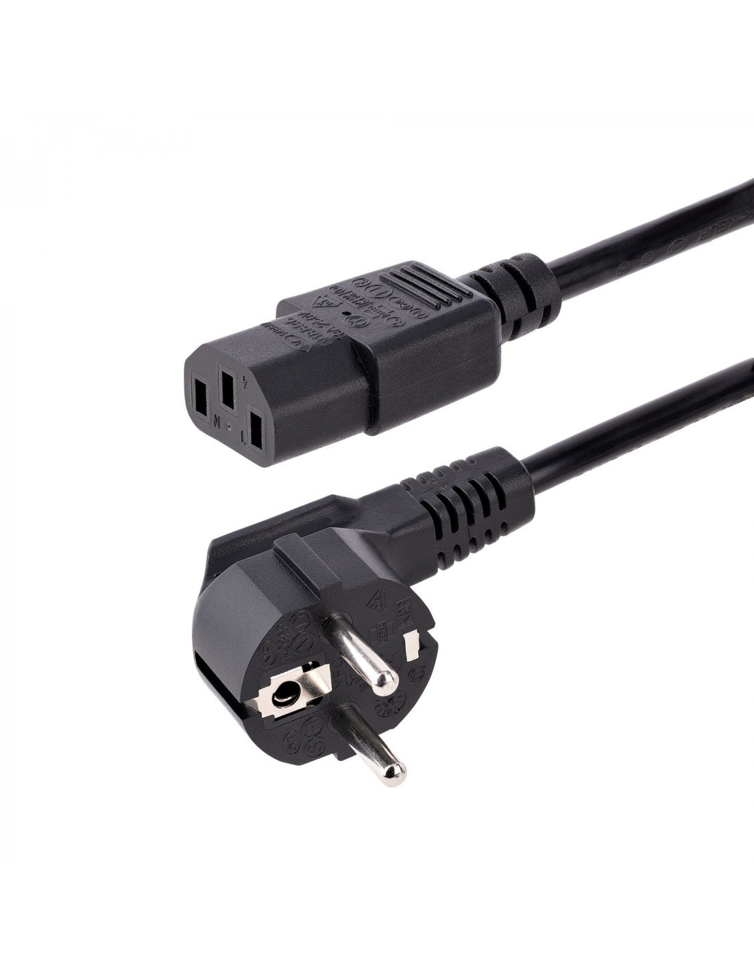 StarTech.com Cable de 1m (3 pies) de Alimentación para Ordenador, 18AWG, UE Schuko a C13, 250V 10A, Cable de Corriente, Cable de