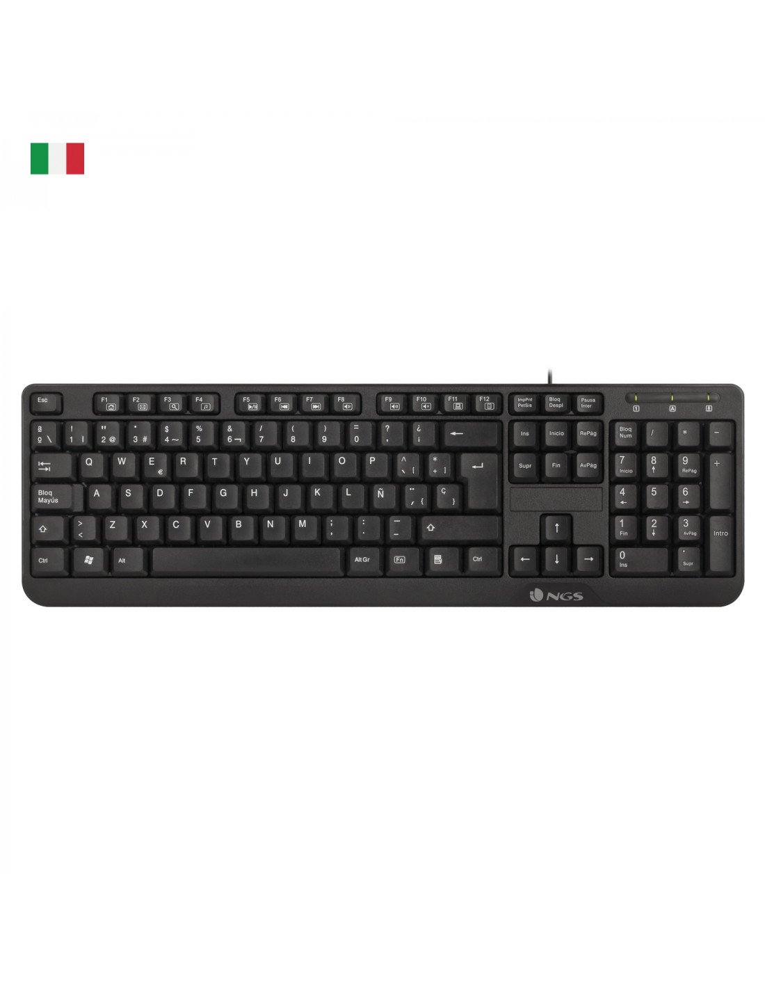 NGS FunkyV3, QWERTY, IT teclado USB Italiano Negro