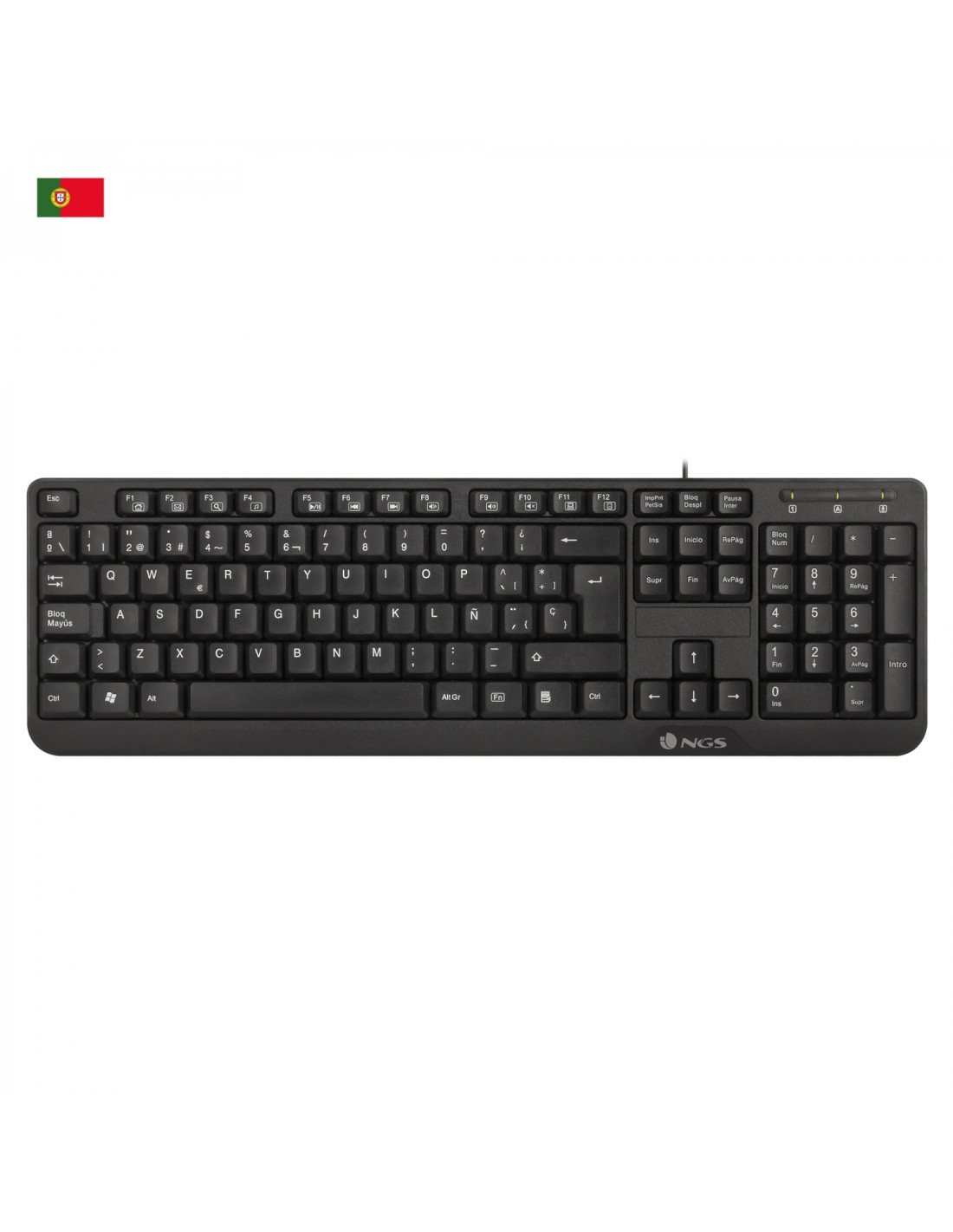 NGS FunkyV3, QWERTY, PT teclado USB Portugués Negro
