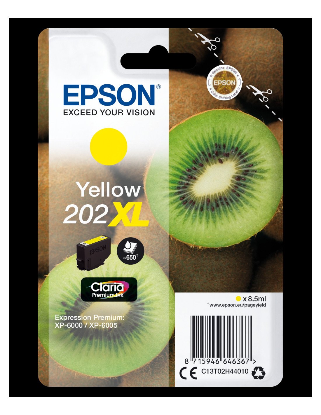 Cartucho Epson Kiwi Singlepack Yellow 202XL Claria Premium Ink C13T02H44010