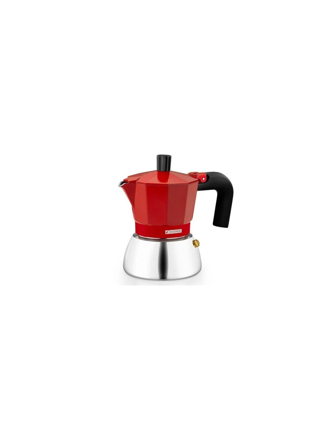 CAFETERA ITALIANA 6 TAZAS INDUCCION INOX ROJA MONIX
