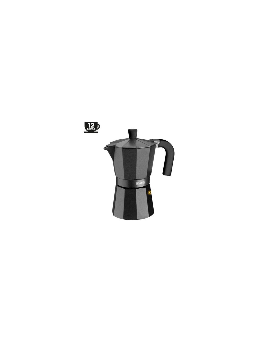 CAFETERA ALUMINIO 12 TAZAS VITRO NOIR NEGRO MONIX