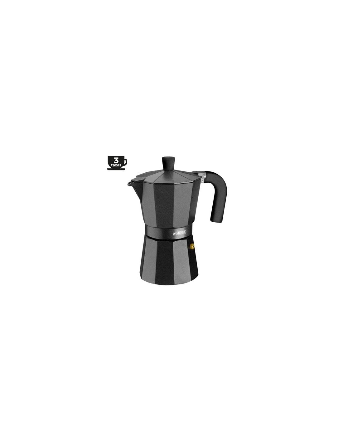 CAFETERA ALUMINIO 3 TAZAS VITRO NOIR NEGRO MONIX