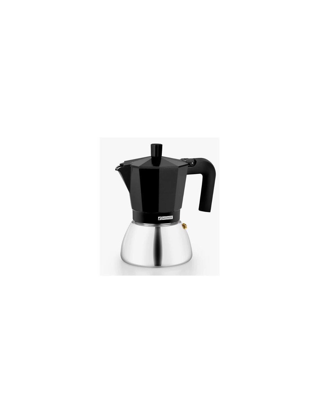 CAFETERA ITALIANA 6 TAZAS INDUCCION INOX NEGRA MONIX