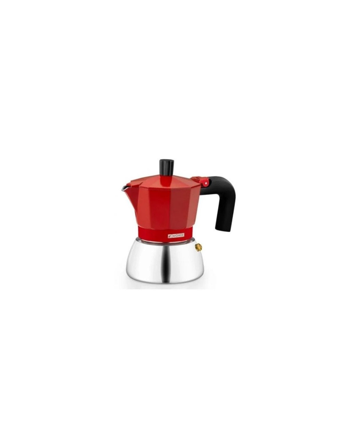 CAFETERA ITALIANA 9 TAZAS INDUCCION INOX ROJA MONIX