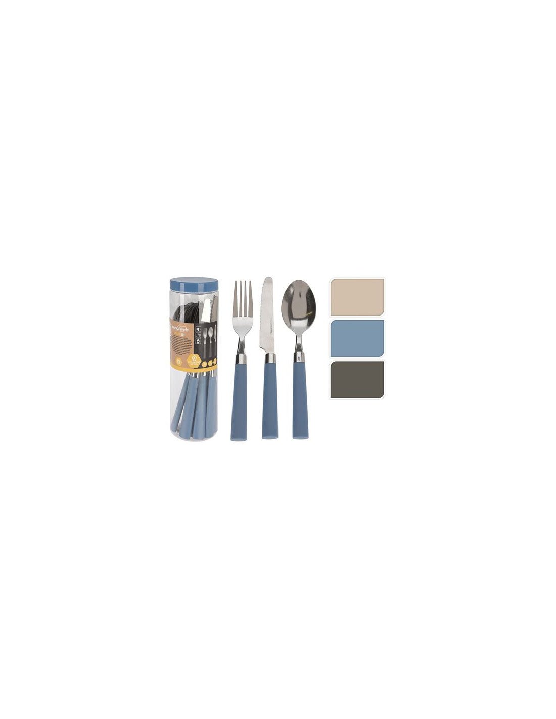 CUBERTERIA 12 PIEZAS EN BOTE ESPECIAL CAMPING COLORES SURTIDOS