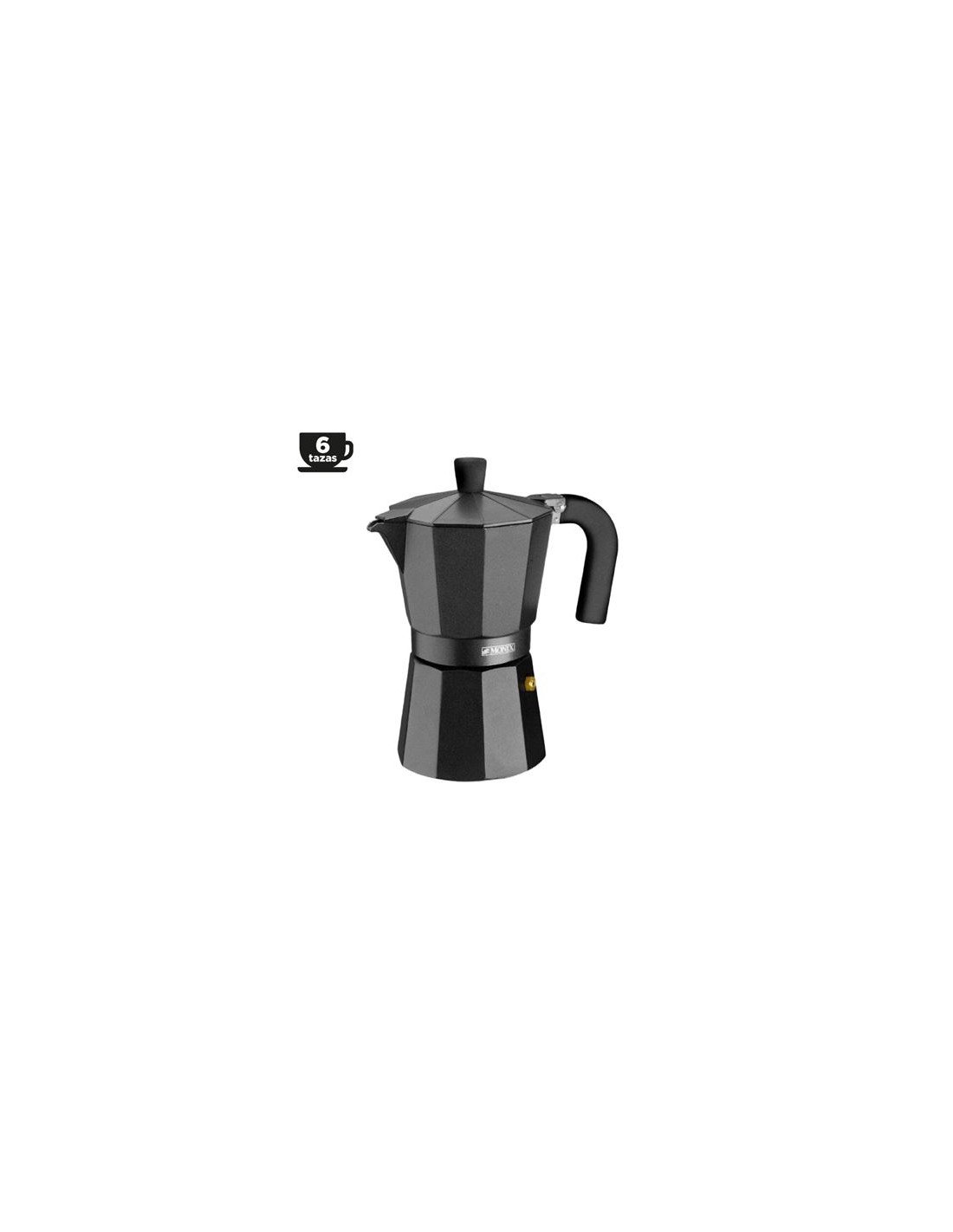 CAFETERA ALUMINIO 6 TAZAS VITRO NOIR NEGRO MONIX