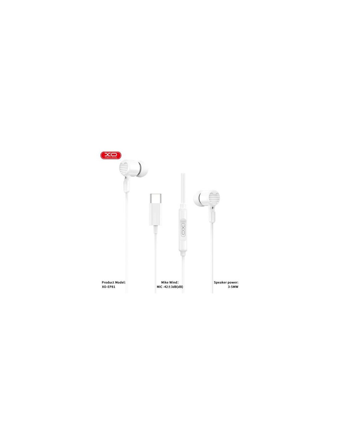 AURICULARES CON Y MICROFONO CABLE TIPO C EP81 BLANCO XO