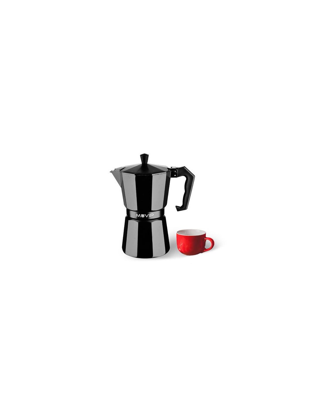 CAFETERA 1 TAZA ALUMINIO NEGRO MATE ANTIADHERENTE MUVIP