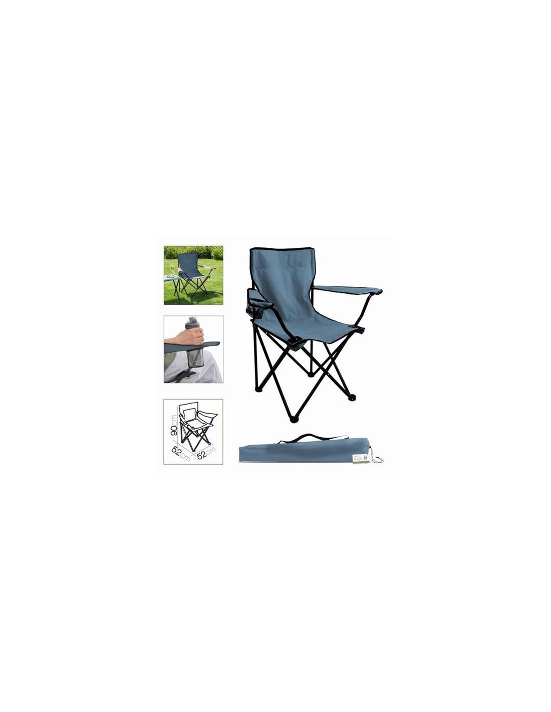 SILLA CAMPING PLEGABLE AZUL MARINO 52X52X90CM