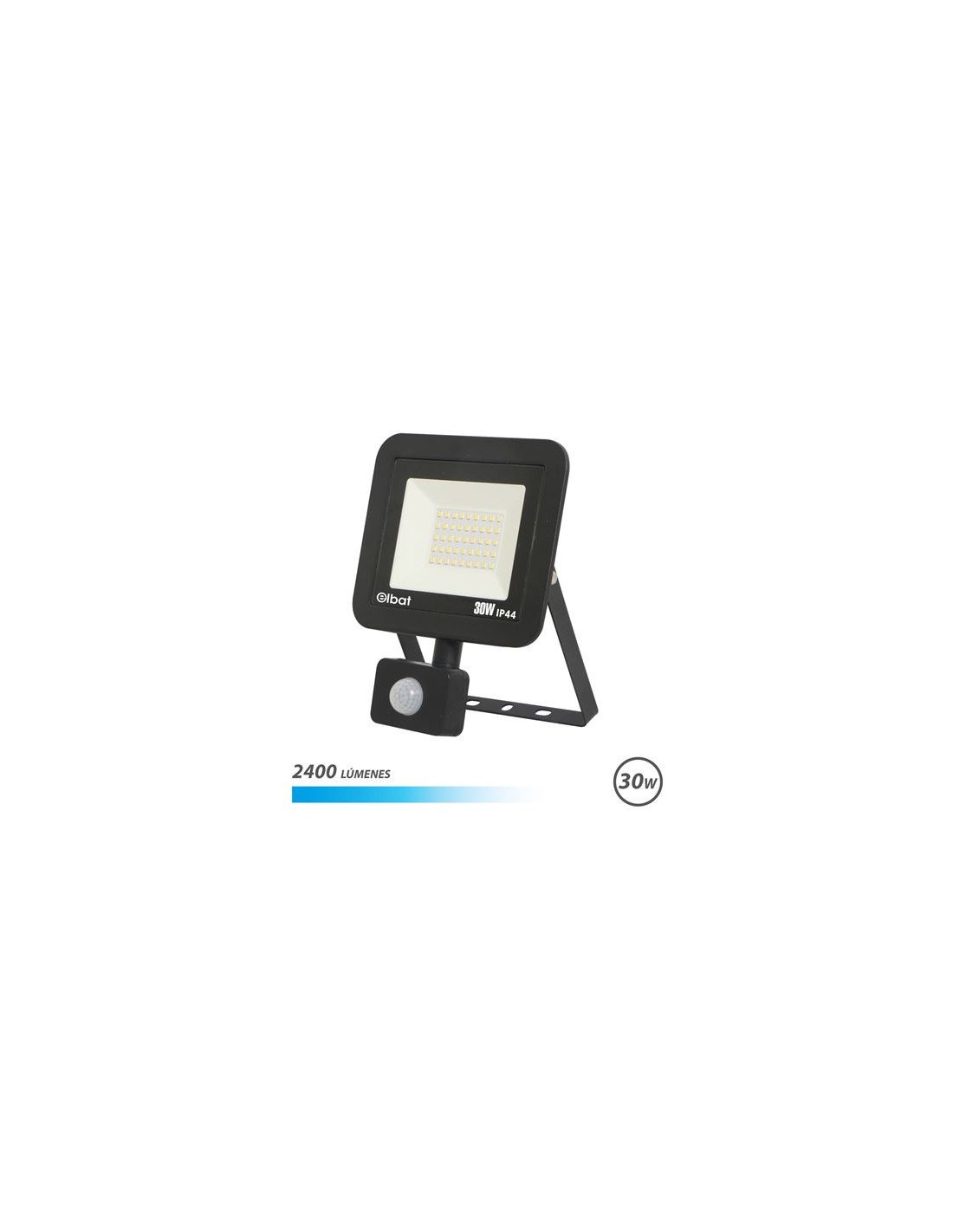 FOCO LED SERIE SLIM 30W CON SENSOR 6500K COLOR NEGRO ELBAT