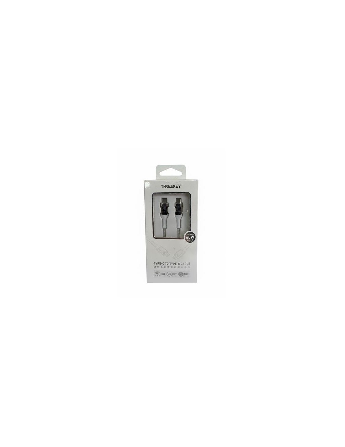 CABLE TIPO C A TIPO C 1 METRO 60W THREEKEY BLANCO