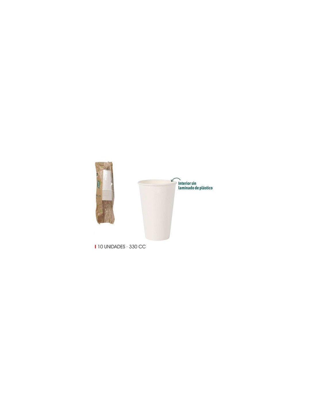 SET 10 VASO BLANCO CARTON 330CC ALGON