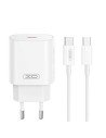 CARGADOR DE CORRIENTE CE25 25W 1 X TIPO C + CABLE TIPO C- TIPO C 1 METRO XO