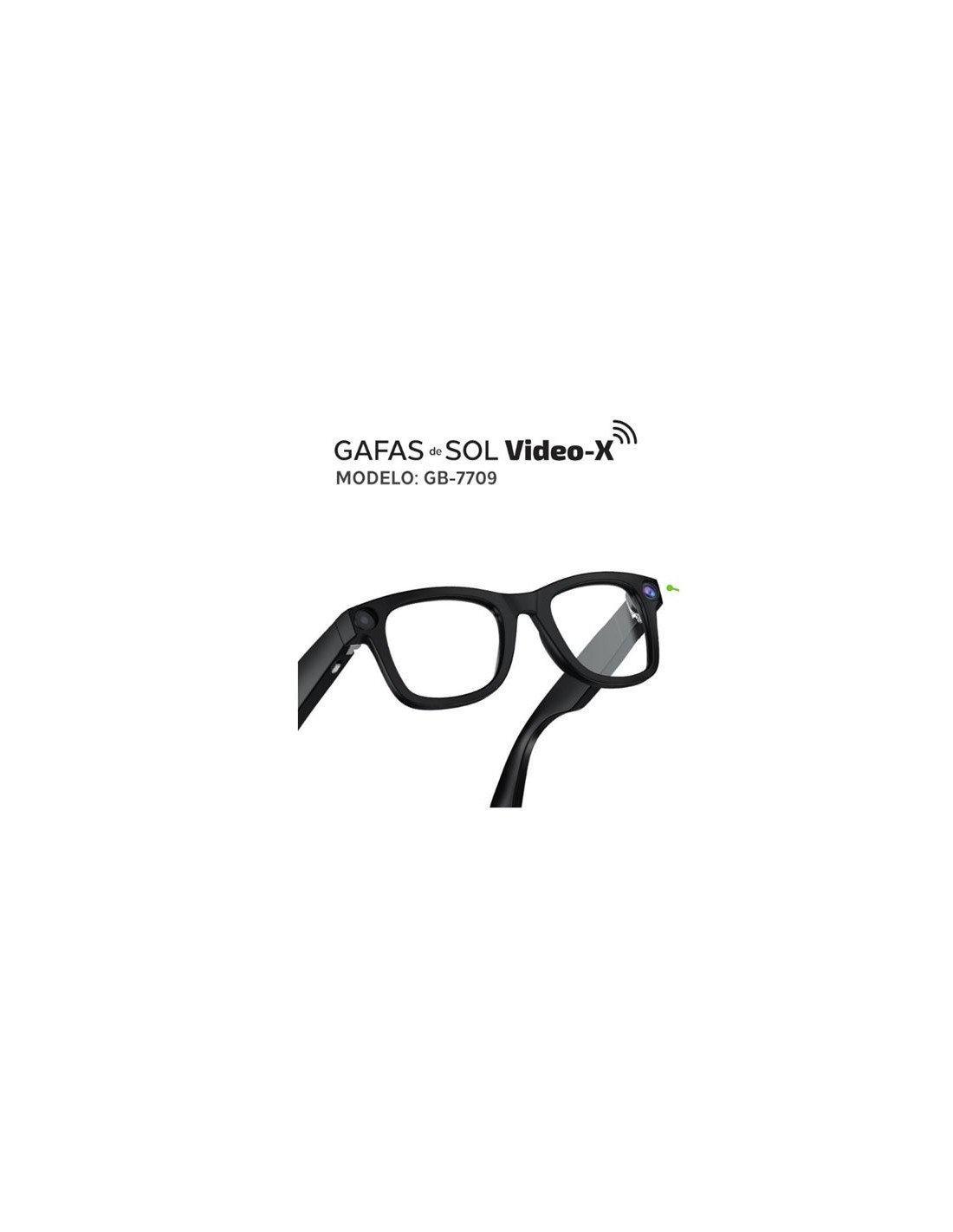SMART GLASSES GAFAS INTELIGENTES CON IA GB-7709 CON CAMARA 12MPX NEGRO