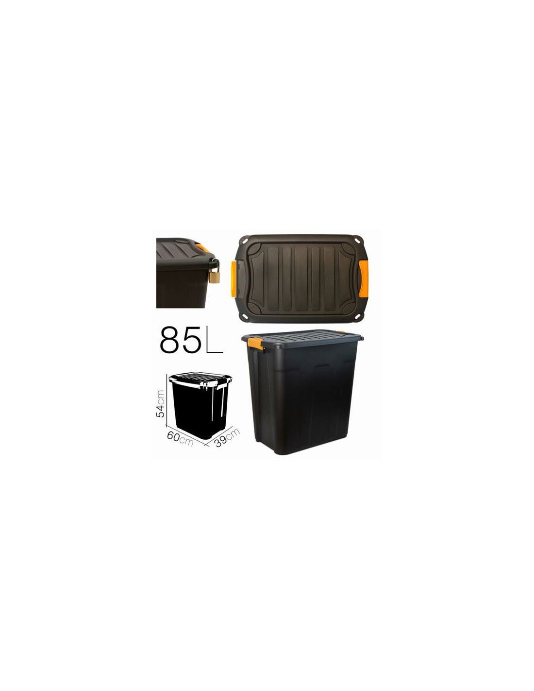 CAJA DE ALMACENAJE 60X39X54CM NEGRA PARABOX